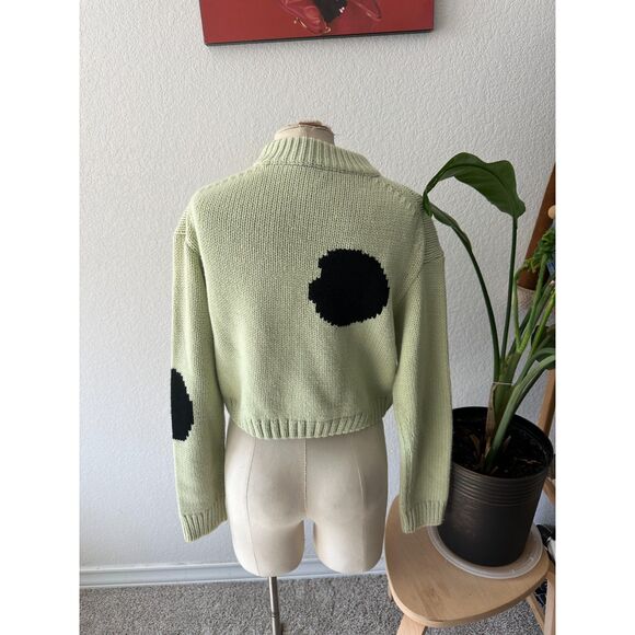 Tibi Polka Dot Intarsia Sweater Cropped Pullover Sweaters - Picture 3 of 6